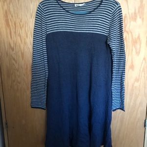 Blue and grey stripped sweater knit dress